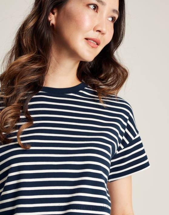 Joules femeilor tricou cu mânecă scurtă în dungi macey 48DH54 îmbrăcăminte dungă bleumarin | Joules bags