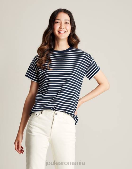 Joules femeilor tricou cu mânecă scurtă în dungi macey 48DH54 îmbrăcăminte dungă bleumarin | Joules bags