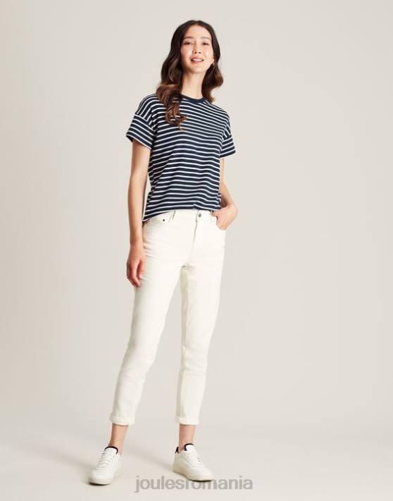 Joules femeilor tricou cu mânecă scurtă în dungi macey 48DH54 îmbrăcăminte dungă bleumarin | Joules bags