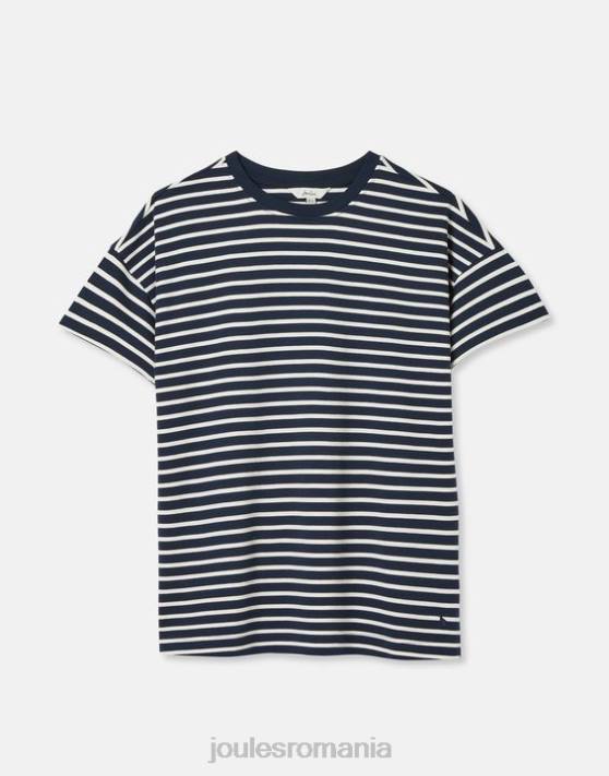 Joules femeilor tricou cu mânecă scurtă în dungi macey 48DH54 îmbrăcăminte dungă bleumarin | Joules bags