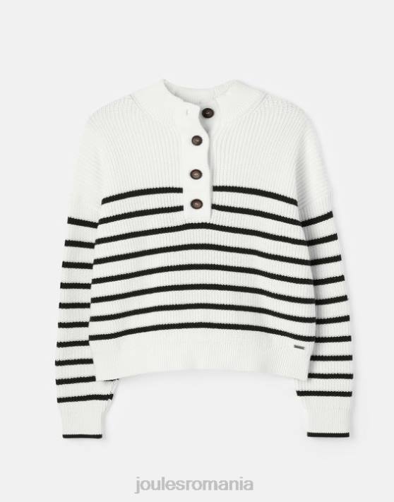 Joules femeilor cove button prin pulover gros 48DH90 îmbrăcăminte dungă crem bleumarin | Joules bags