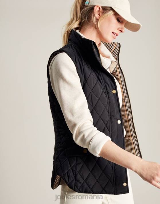 Joules femeilor vestă reversibilă atwell diamond quilt 48DH50 îmbrăcăminte negru | Joules cizme