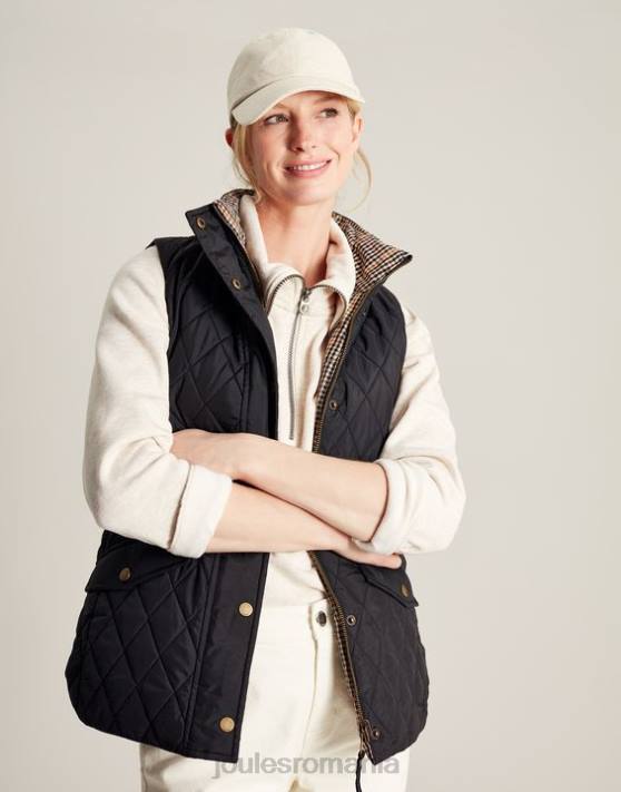 Joules femeilor vestă reversibilă atwell diamond quilt 48DH50 îmbrăcăminte negru | Joules cizme