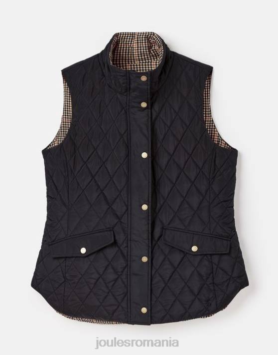 Joules femeilor vestă reversibilă atwell diamond quilt 48DH50 îmbrăcăminte negru | Joules cizme