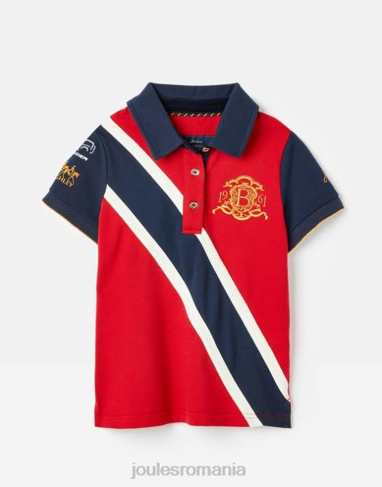 Joules fetelor tricou polo burghley 2-12 ani 48DH329 îmbrăcăminte roșu închis | Joules cizme