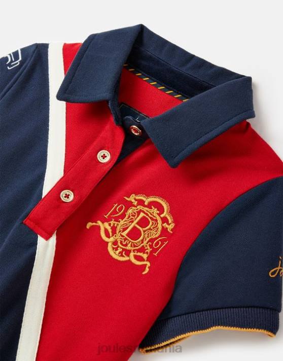Joules fetelor tricou polo burghley 2-12 ani 48DH329 îmbrăcăminte roșu închis | Joules cizme