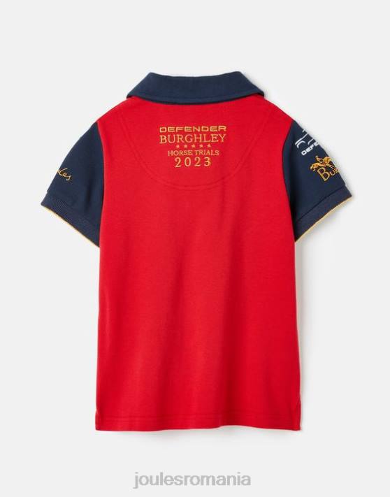 Joules fetelor tricou polo burghley 2-12 ani 48DH329 îmbrăcăminte roșu închis | Joules cizme