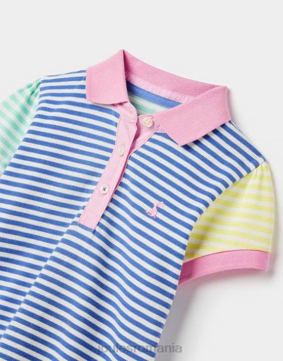 Joules fetelor tricou polo cu dungi morgan 2-12 ani 48DH255 îmbrăcăminte dungă multiplă albastră | Joules bags