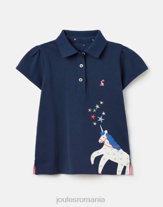 Joules fetelor tricou polo moxie 2-12 ani 48DH315 îmbrăcăminte unicorn bleumarin | Joules bags