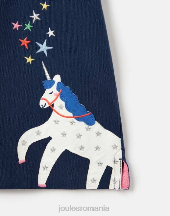 Joules fetelor tricou polo moxie 2-12 ani 48DH315 îmbrăcăminte unicorn bleumarin | Joules bags
