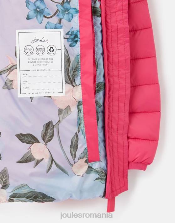 Joules fetelor jachetă căptușită kinnaird, rezistentă la duș, reciclată, împachetabilă, 1-12 ani 48DH279 îmbrăcăminte roz aprins | Joules bags