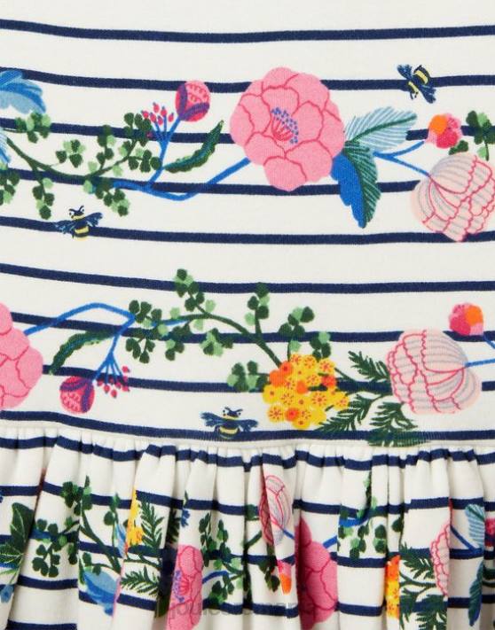 Joules fetelor rochie bretonă din jerseu port 2-12 ani 48DH308 îmbrăcăminte dungă florală de port | Joules cizme