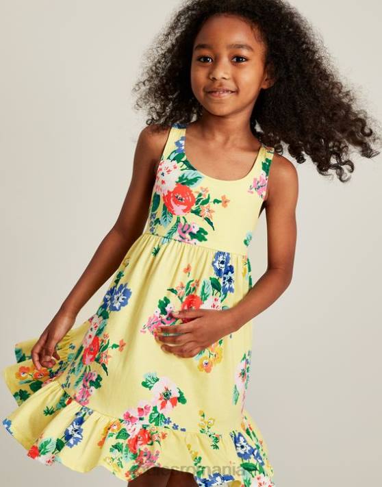 Joules fetelor rochie din jerse cu etaje juno 2-12 ani 48DH285 îmbrăcăminte galben pastel | Joules bags