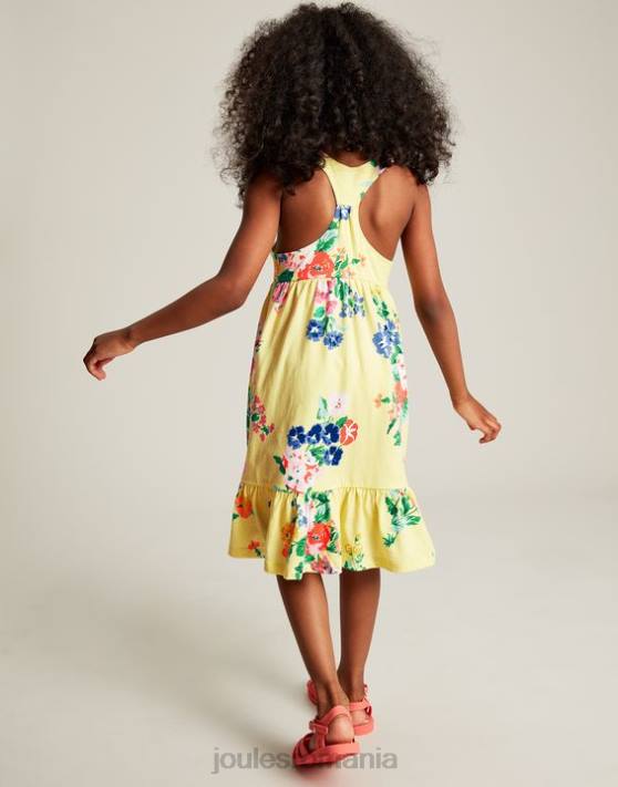 Joules fetelor rochie din jerse cu etaje juno 2-12 ani 48DH285 îmbrăcăminte galben pastel | Joules bags