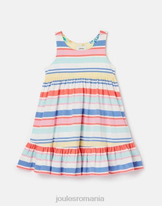 Joules fetelor rochie din jerse cu etaje juno 2-12 ani 48DH313 îmbrăcăminte dungi multiplă | Joules Romania