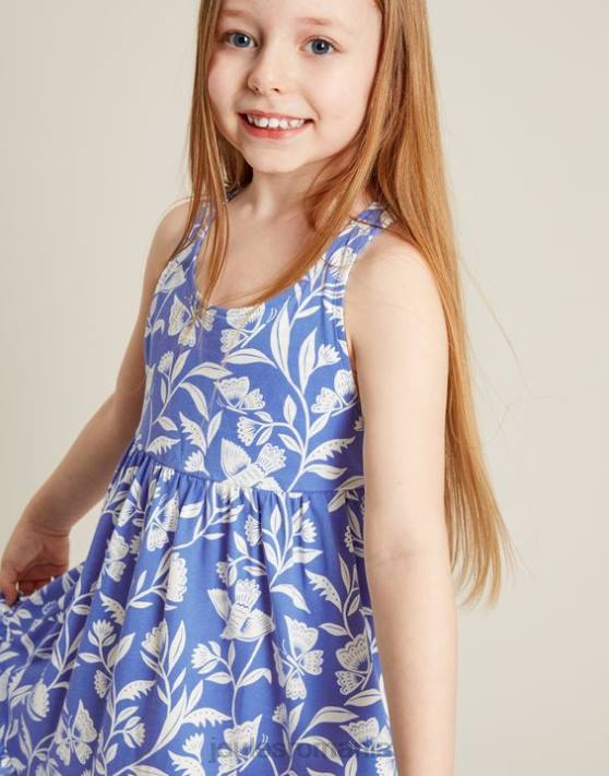 Joules fetelor rochie din jerse cu etaje juno 2-12 ani 48DH317 îmbrăcăminte fluture albastru | Joules cizme