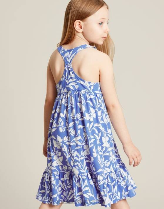Joules fetelor rochie din jerse cu etaje juno 2-12 ani 48DH317 îmbrăcăminte fluture albastru | Joules cizme