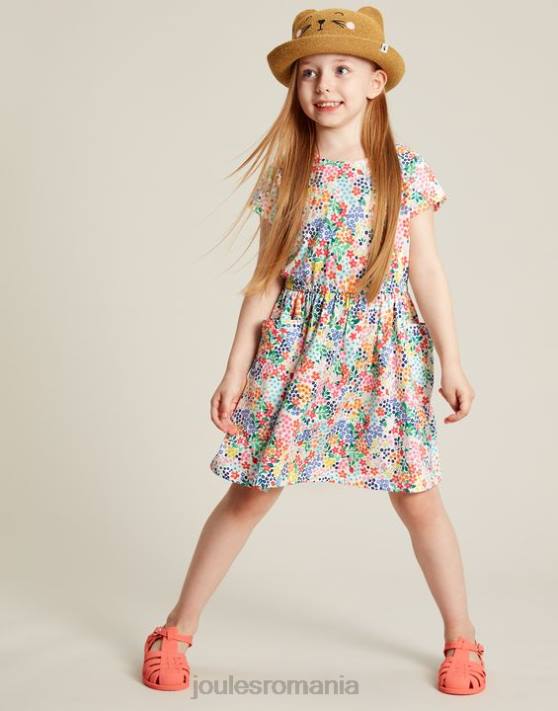 Joules fetelor rochie din jerse cu maneca scurta jude 2-12 ani 48DH274 îmbrăcăminte ditsy de căpşuni | Joules Romania