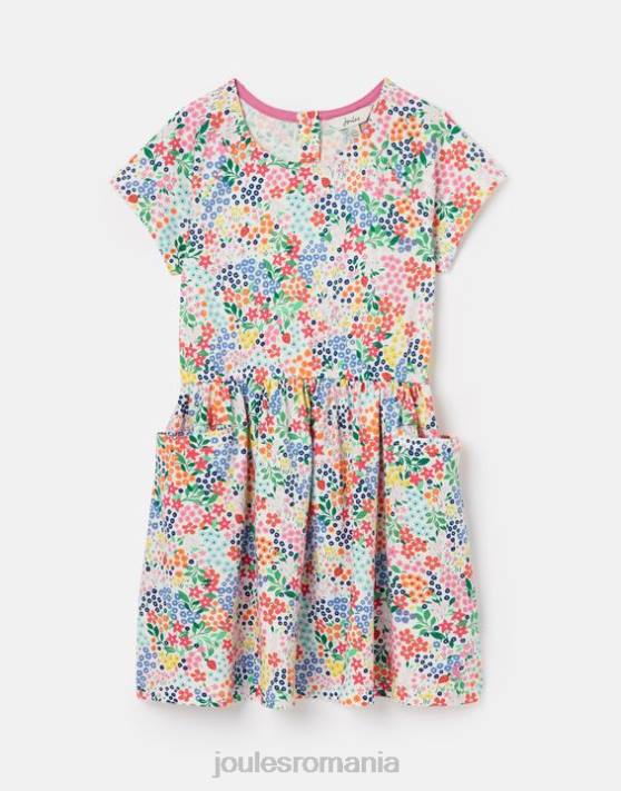Joules fetelor rochie din jerse cu maneca scurta jude 2-12 ani 48DH274 îmbrăcăminte ditsy de căpşuni | Joules Romania