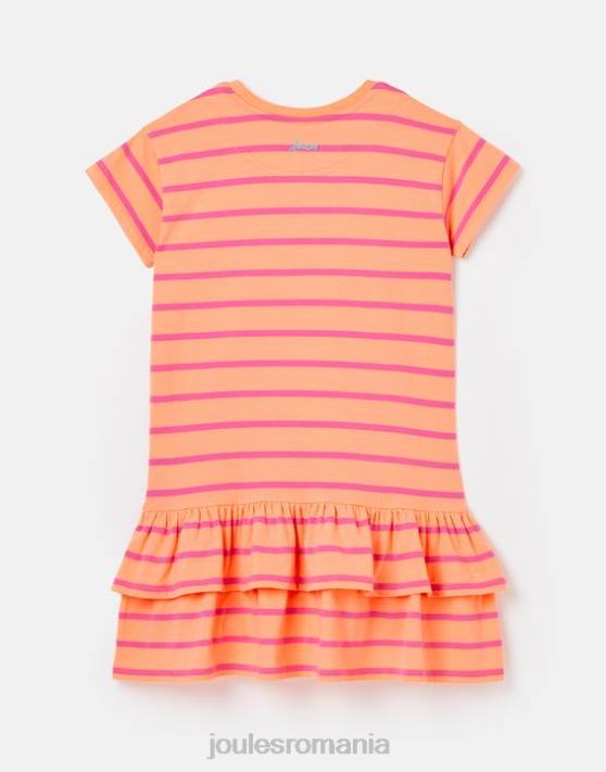 Joules fetelor rochie markleigh din jerse peplum cu maneca scurta 2-12 ani 48DH256 îmbrăcăminte dungă de piersici | Joules Romania