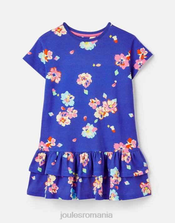 Joules fetelor rochie markleigh din jerse peplum cu maneca scurta 2-12 ani 48DH276 îmbrăcăminte albastru floral | Joules bags