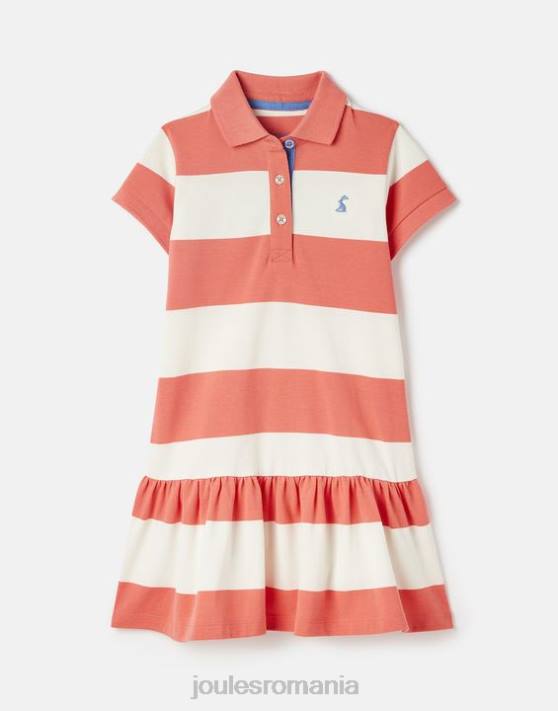 Joules fetelor rochie polo orla cu maneca scurta 2-12 ani 48DH262 îmbrăcăminte dungă de corali | Joules Romania