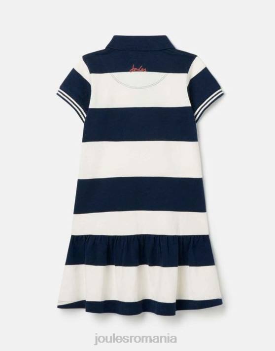 Joules fetelor rochie polo orla cu maneca scurta 2-12 ani 48DH310 îmbrăcăminte dungă crem bleumarin | Joules Romania