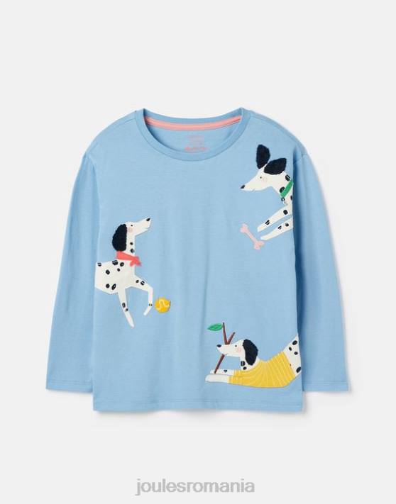 Joules fetelor ava tricou cu maneca lunga 2-12 ani 48DH272 îmbrăcăminte bel air blue | Joules cizme