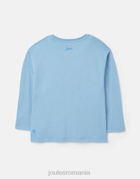 Joules fetelor ava tricou cu maneca lunga 2-12 ani 48DH272 îmbrăcăminte bel air blue | Joules cizme
