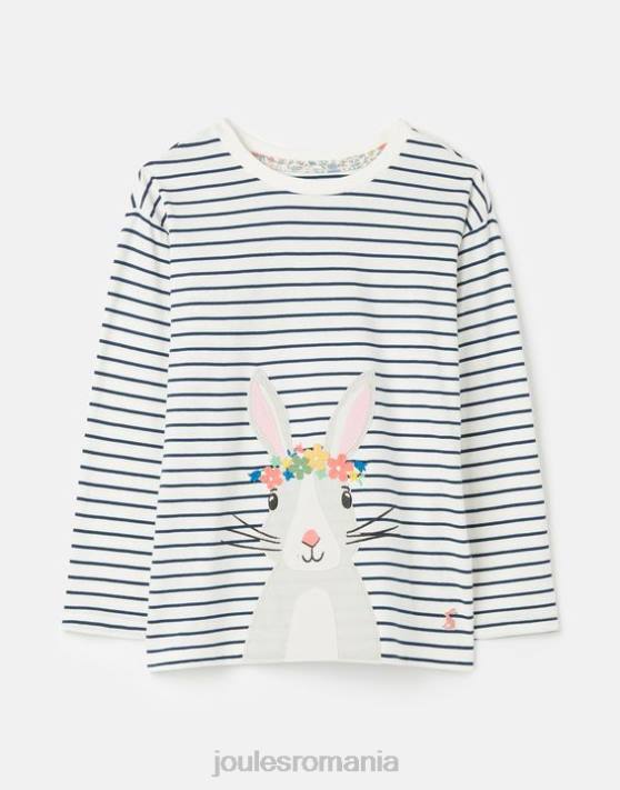 Joules fetelor ava tricou cu maneca lunga 2-12 ani 48DH281 îmbrăcăminte dungă bleumarin crem | Joules cizme