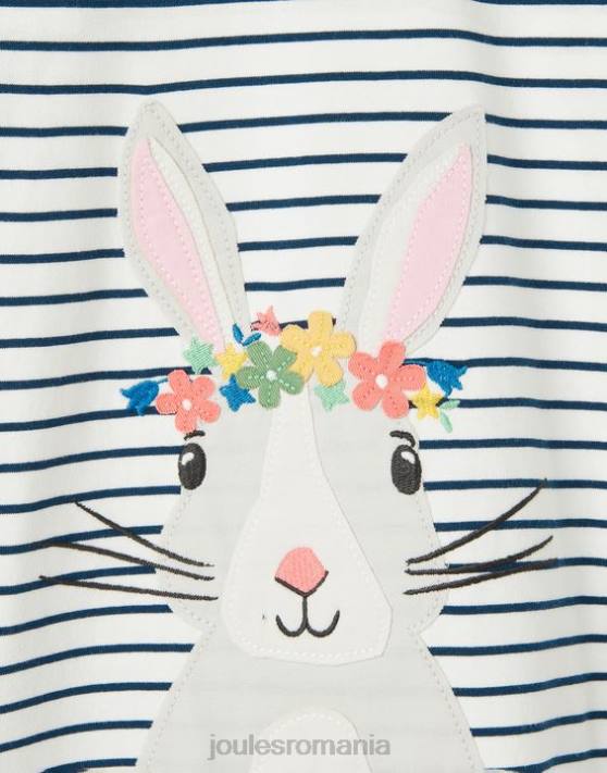 Joules fetelor ava tricou cu maneca lunga 2-12 ani 48DH281 îmbrăcăminte dungă bleumarin crem | Joules cizme
