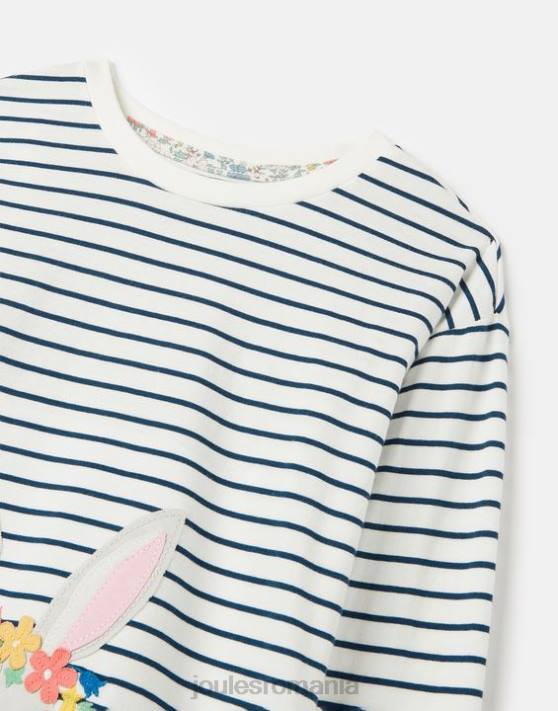 Joules fetelor ava tricou cu maneca lunga 2-12 ani 48DH281 îmbrăcăminte dungă bleumarin crem | Joules cizme
