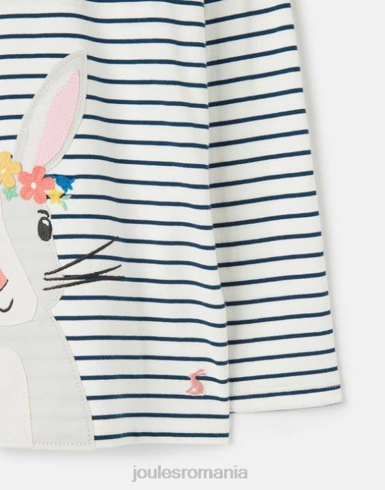 Joules fetelor ava tricou cu maneca lunga 2-12 ani 48DH281 îmbrăcăminte dungă bleumarin crem | Joules cizme