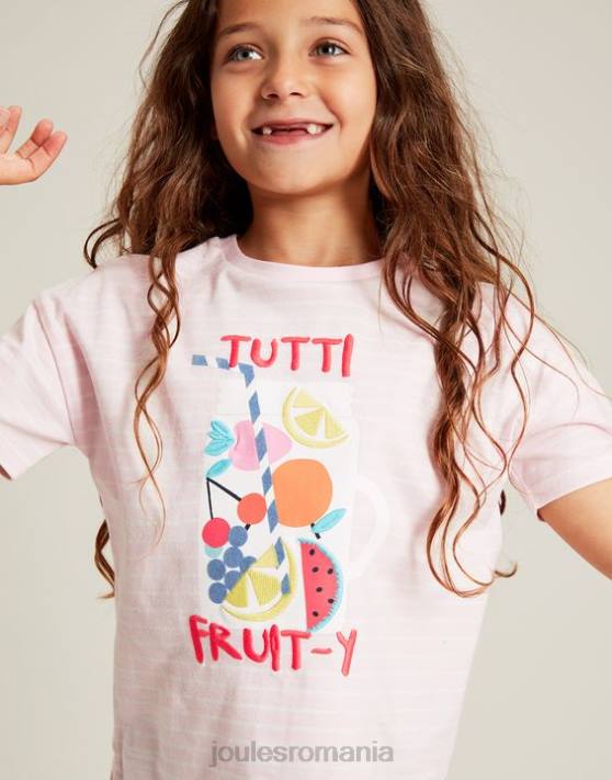Joules fetelor tricou aplicat bethany 2-12 ani 48DH295 îmbrăcăminte roz fructat | Joules Romania