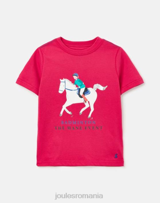 Joules fetelor tricou badminton unisex cu maneca scurta pentru copii 2-12 ani 48DH284 îmbrăcăminte zmeura adanca | Joules cizme