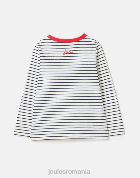 Joules fetelor tricou burghley cu maneca lunga 2-12 ani 48DH287 îmbrăcăminte dungă de cal bleumarin | Joules cizme
