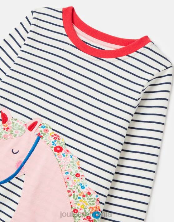 Joules fetelor tricou burghley cu maneca lunga 2-12 ani 48DH287 îmbrăcăminte dungă de cal bleumarin | Joules cizme