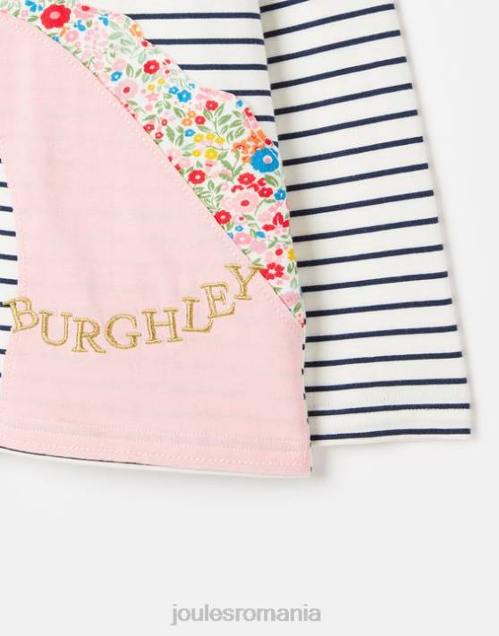 Joules fetelor tricou burghley cu maneca lunga 2-12 ani 48DH287 îmbrăcăminte dungă de cal bleumarin | Joules cizme