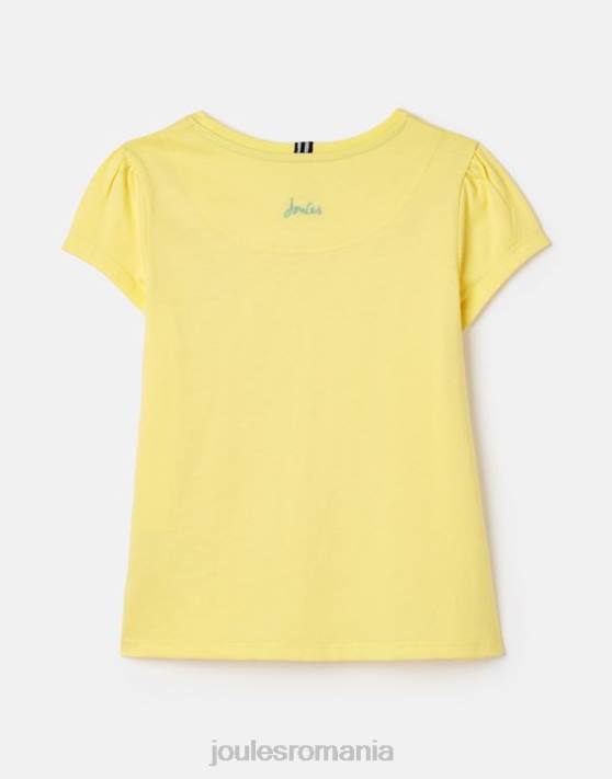 Joules fetelor tricou cassie cu maneca scurta 2-12 ani 48DH275 îmbrăcăminte galben pal | Joules cizme