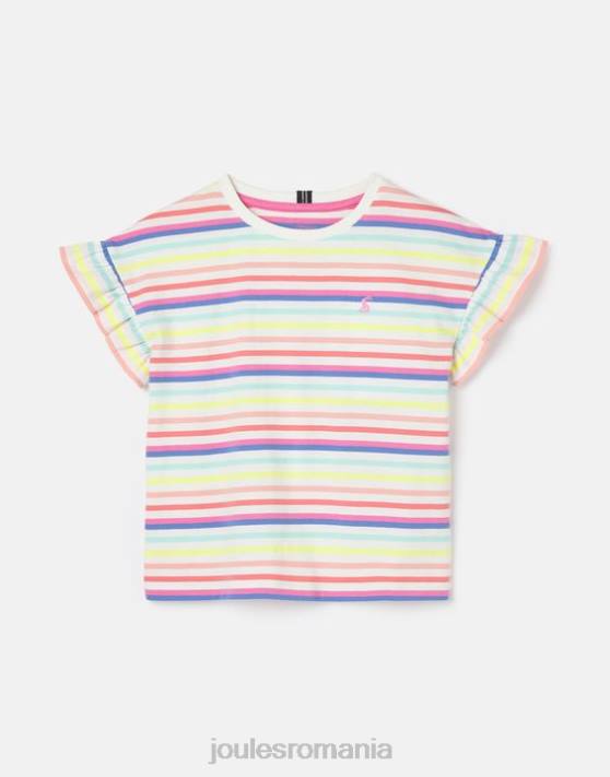 Joules fetelor tricou cu volan cu maneca scurta 2-12 ani 48DH258 îmbrăcăminte dungi multiplă | Joules bags