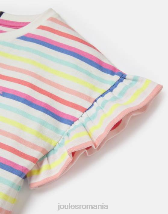 Joules fetelor tricou cu volan cu maneca scurta 2-12 ani 48DH258 îmbrăcăminte dungi multiplă | Joules bags