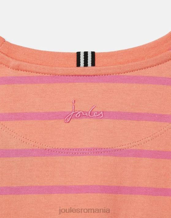 Joules fetelor tricou cu volan cu maneca scurta 2-12 ani 48DH297 îmbrăcăminte dungă de piersici | Joules bags