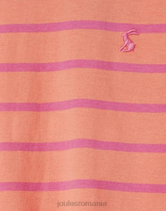 Joules fetelor tricou cu volan cu maneca scurta 2-12 ani 48DH297 îmbrăcăminte dungă de piersici | Joules bags