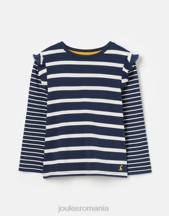 Joules fetelor tricou elora din jerseu cu maneca lunga 48DH324 îmbrăcăminte dungă albă bleumarin | Joules bags
