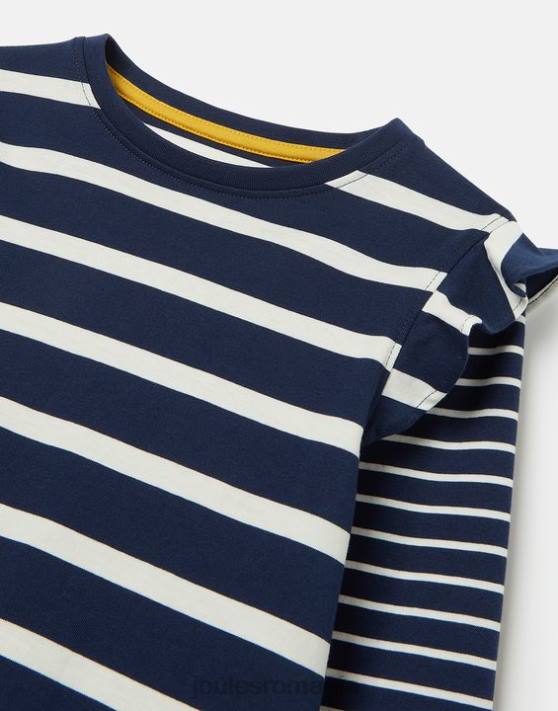 Joules fetelor tricou elora din jerseu cu maneca lunga 48DH324 îmbrăcăminte dungă albă bleumarin | Joules bags