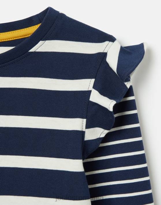 Joules fetelor tricou elora din jerseu cu maneca lunga 48DH324 îmbrăcăminte dungă albă bleumarin | Joules bags