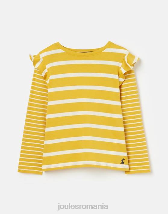 Joules fetelor tricou elora jerseu cu maneca lunga 2-12 ani 48DH302 îmbrăcăminte dungă galbenă | Joules cizme