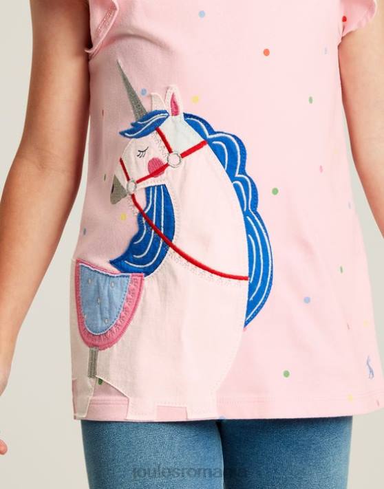 Joules fetelor tricou flutter astra cu maneca scurta 2-8 ani 48DH290 îmbrăcăminte unicorn roz | Joules cizme