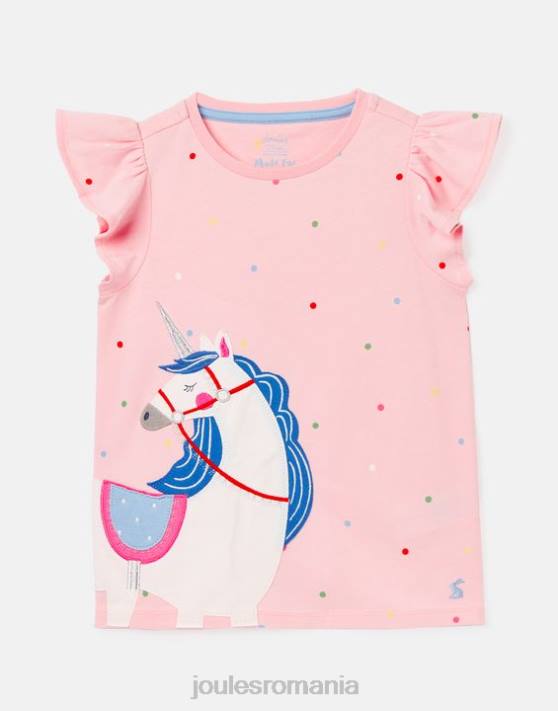 Joules fetelor tricou flutter astra cu maneca scurta 2-8 ani 48DH290 îmbrăcăminte unicorn roz | Joules cizme