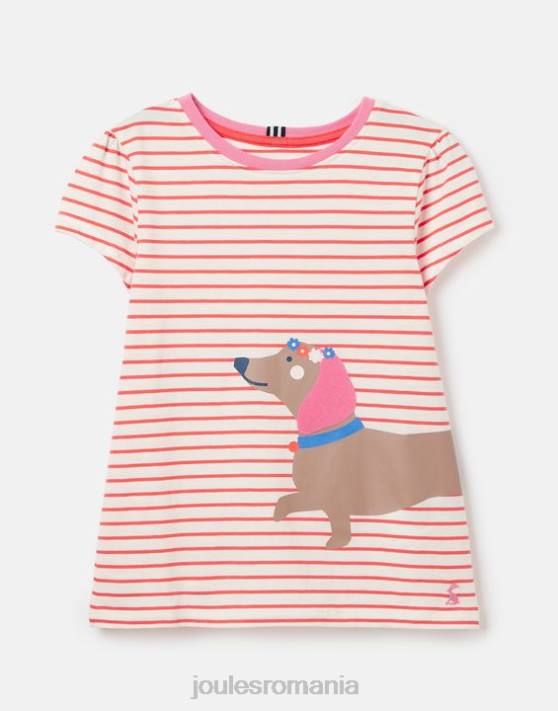Joules fetelor tricou serigrafiat pixie 2-12 ani 48DH259 îmbrăcăminte câine dungă | Joules Romania